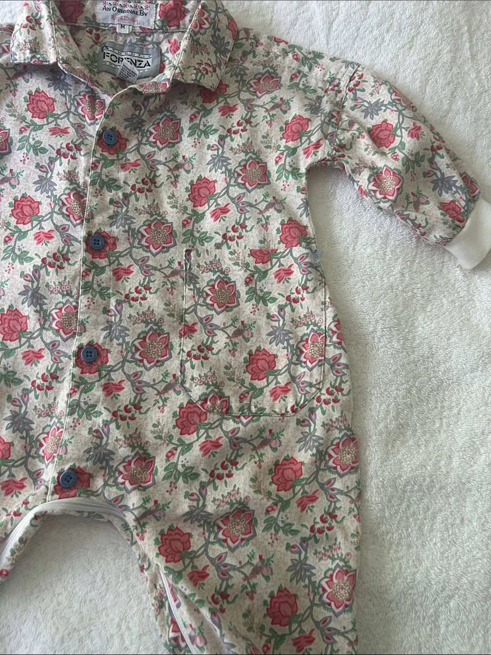 Forenza Floral Cotton One-Piece Romper in Beige and Pink